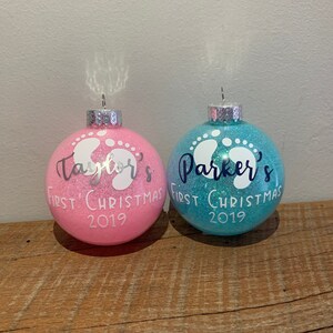 Baby's First Christmas Ornament, Baby's First Christmas Glitter Ornament, Baby Boy First Christmas, Baby Girl First Christmas, Custom Gift