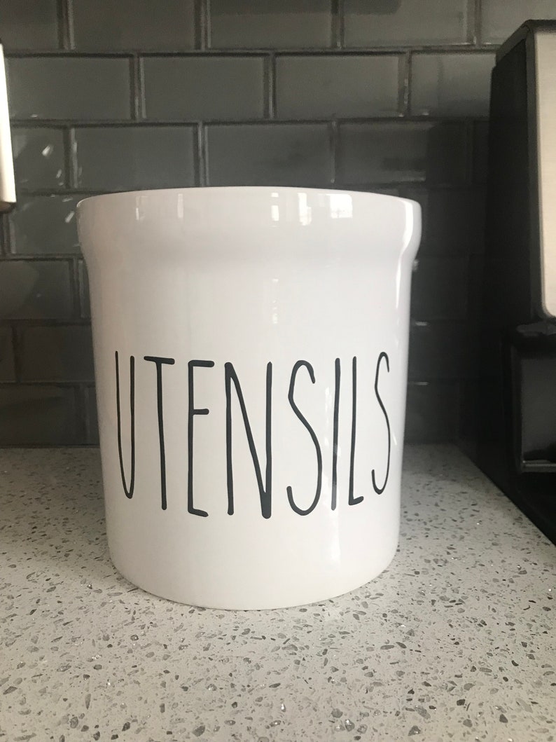 Rae Dunn Inspired Utensil Holder Rae Dunn Inspired Crock Etsy