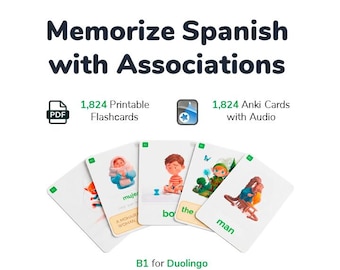 Tarjetas de vocabulario de español B1 (nivel intermedio) | 1824 asociaciones mnemotécnicas para estudiantes de Duolingo | PDF, Anki y libro de ejercicios