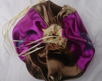 Purple and Gold brocade drawstring bag