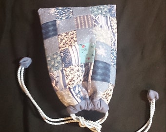 Patchwork drawstring bag