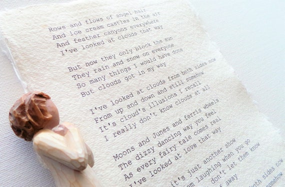 Both Sides Now Typewriter Font Lyric Famous Lyrics Hand Etsy