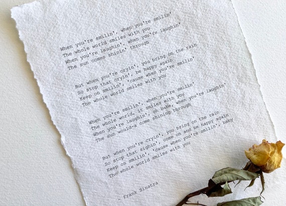 When You Re Smiling Lyrics Frank Sinatra Typewriter Font Etsy When You Re Smiling Lyrics Frank Sinatra Typewriter Font Etsy