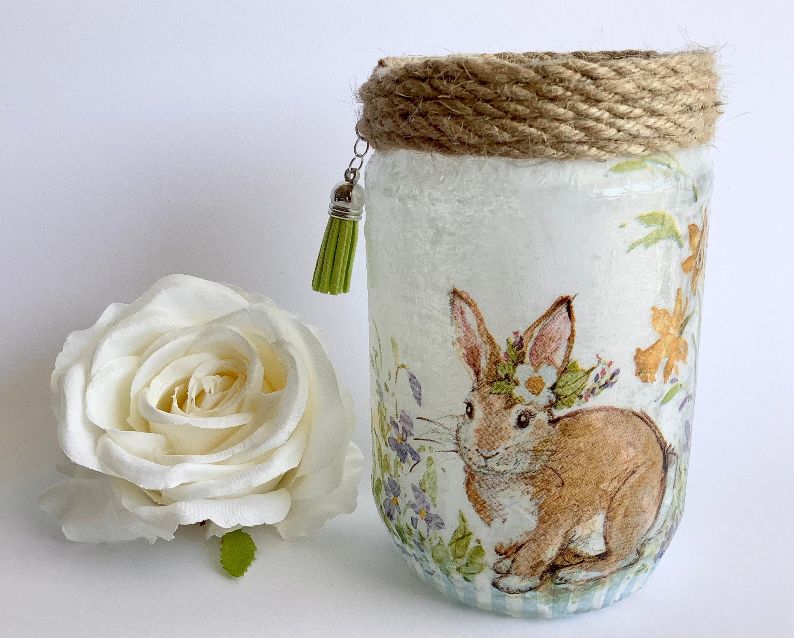 Bunny Jar Light Bunny Candle nightlight Spring home decor Etsy