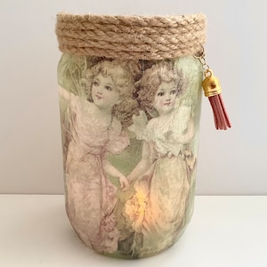Handgefertigtes Gartenfeenlichtglas: Decoupage Party-Laterne