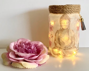 Buddha Meditation Light, Buddha Candle, Zen nightlight, Buddha home decor, Yoga gift, Buddha Lantern, Relaxation light