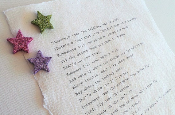 Somewhere Over The Rainbow Printed Song Lyric Typewriter Etsy Somewhere Over The Rainbow Printed Song Lyric Typewriter Etsy