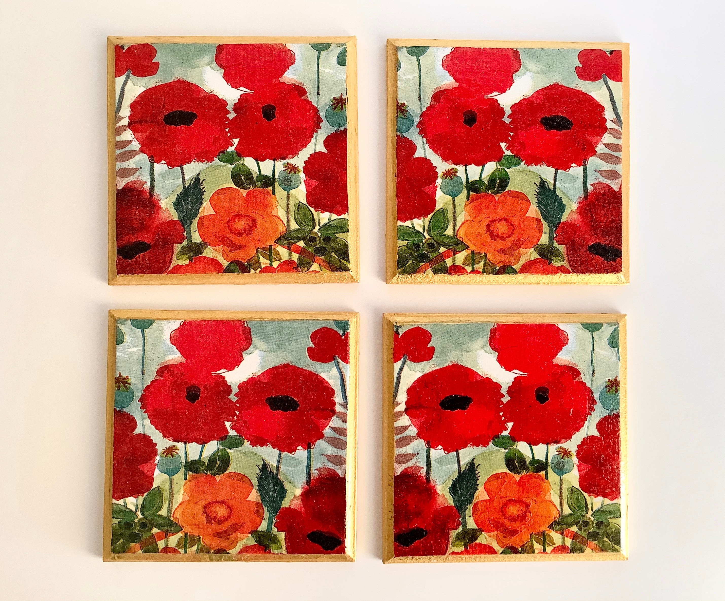 Stunning Poppy coasters Floral drink mats coffee table Etsy