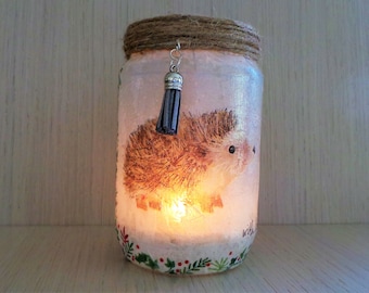 Hedgehog Light Up Jar: Woodland Nursery Night Light