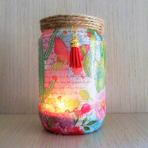 Cactus Lantern: Upcycled Jar Light, Summer Party Decor