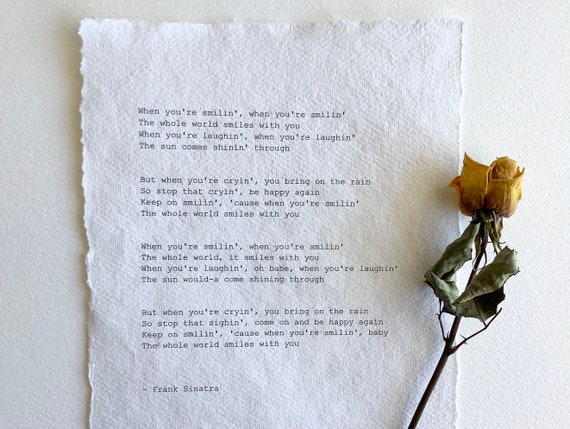When You Re Smiling Lyrics Frank Sinatra Typewriter Font Etsy