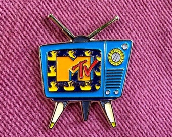 MTV 80's Retro Television Enamel Pin | Wacky Colorful TV | Pop Culture | Lapel Pin | Denim Jacket Gift | I Want My MTV