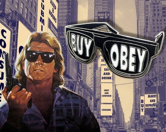 They Live Horror Enamel Pin Sunglasses | John Carpenter Movie | Retro 80s Film | OBEY AND BUY | Lapel Pin | Denim Jacket Gift