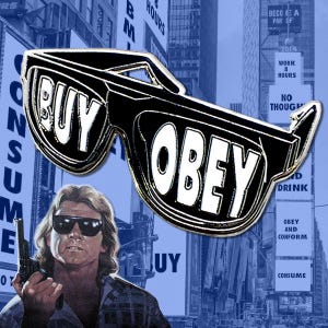 They Live Horror Enamel Pin Sunglasses | John Carpenter Movie | Retro 80s Film | OBEY AND BUY | Horrorpins | Enamel Pins Movies Lapel Gift