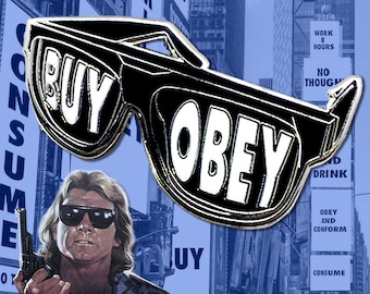 They Live Horror Enamel Pin Sunglasses | John Carpenter Movie | Retro 80s Film | OBEY AND BUY | Horrorpins | Enamel Pins Movies Lapel Gift