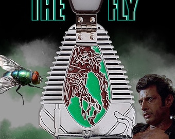 The Fly Horror FLIP Enamel Pin | Brundlefly 1986 Jeff Goldblum Movie | David Cronenberg Film Creature | Enamel Pins Movies | Horrorpins