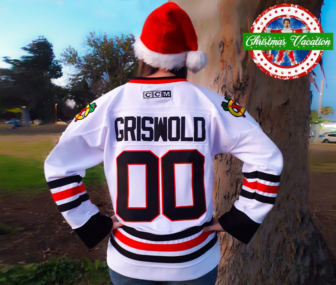 90s Clark Griswold 00 Movie Hockey Sweater Jersey Hip hop Jersey for X-Mas  Party Gife for Halloween Christmas（White 3XL）