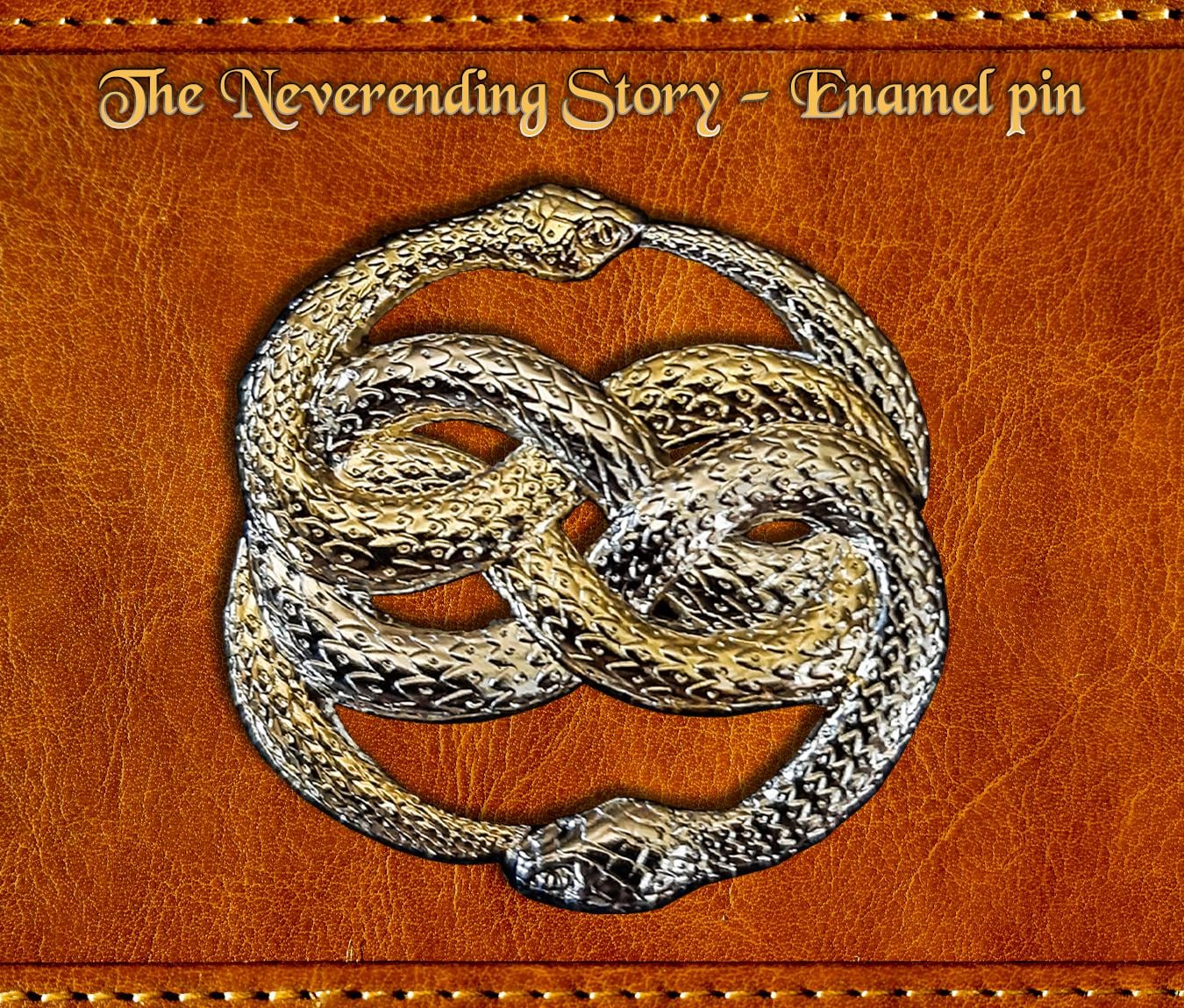 The Neverending Story Auryn Amulet Enamel Pin 3D - Brooch Snake Pendant Ouroboros - Falcor Luck Dragon Combo - Enamel Pins Movies