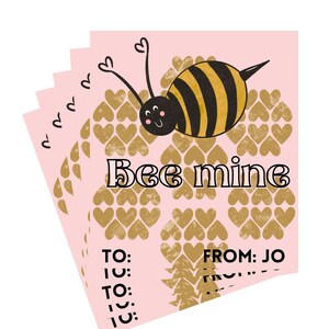 Cartão de Dia dos Namorados com Corações em Favo de Mel PERSONALIZADO "Bee Mine" - PDF para download