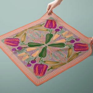 Louise Pepper Scarf Pink | Silk Scarf | Gift Ideas | Stocking Stuffers | Gift for Mom | Bag Accessory | Bandana | Headband