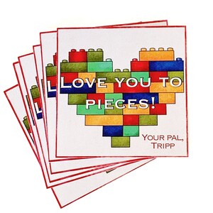 Cartão de Dia dos Namorados de Tijolos de Construção PERSONALIZADO "Te amo em pedaços!" - PDF para download