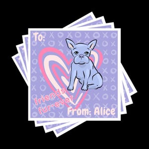 PERSONALISIERTE Französische Bulldogge Valentinskarten - Individuell gestaltete Kinder Valentinstag zum Ausdrucken - Süße Welpen Valentines PDF
