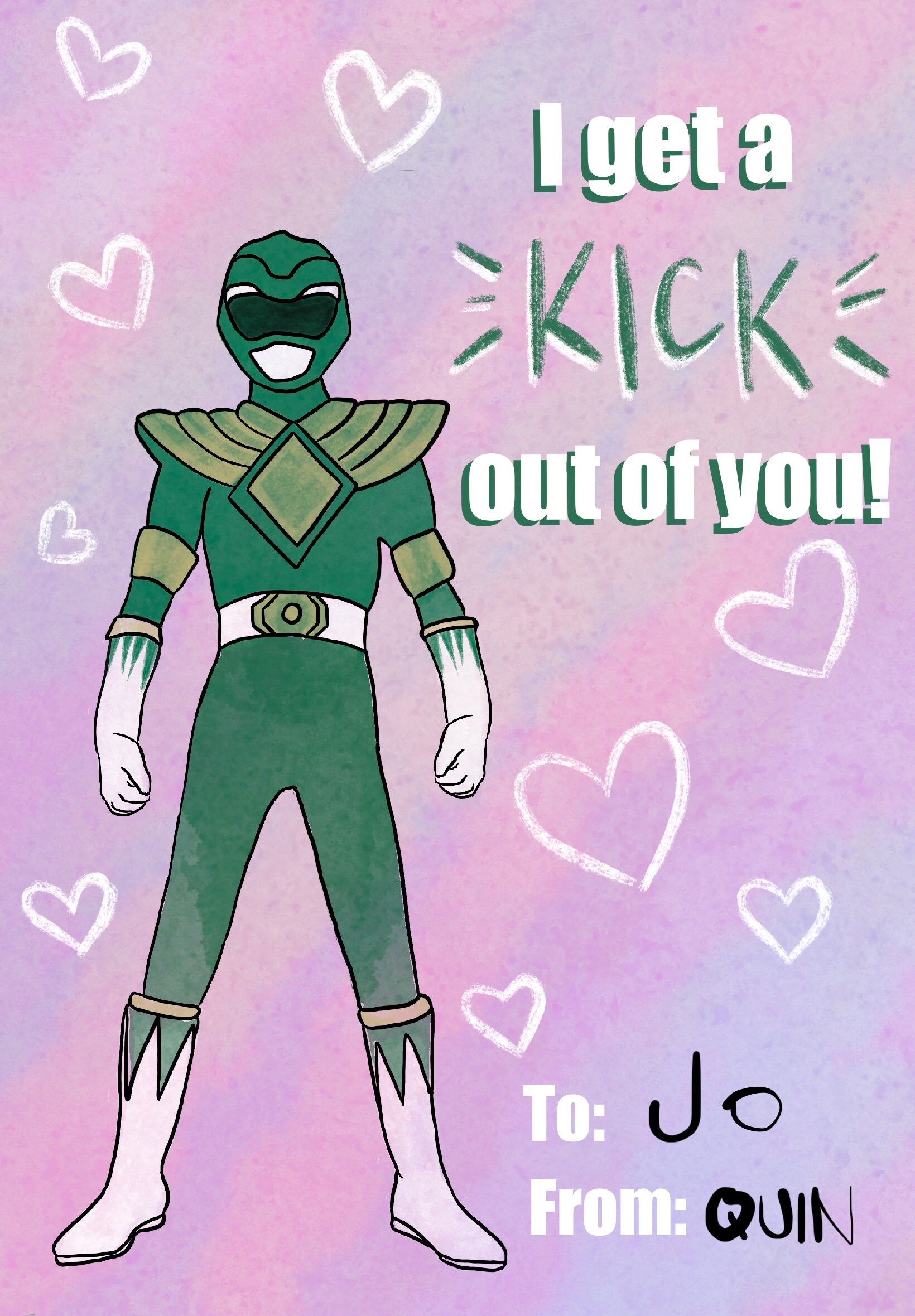 PDF Download Power Rangers Valentine's Card i Get a Kick Out of You - Etsy