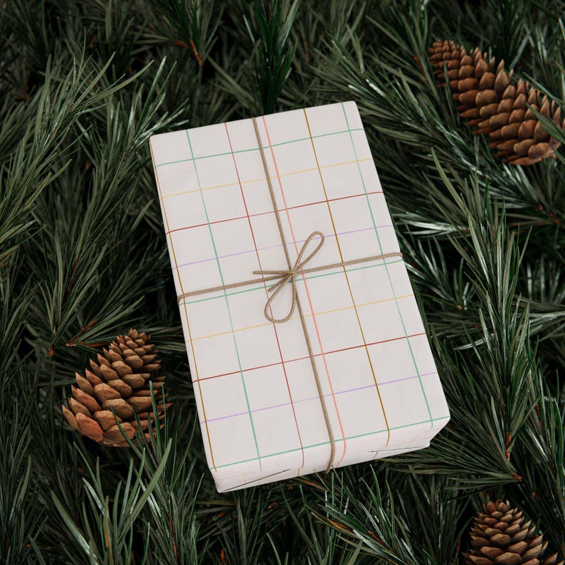 Christmas Rainbow Grid Wrapping Papers, Colorful Gift Wrap, Holiday Present Packaging, Festive Xmas Decor, Modern Design, Wrapping Supplies image 5