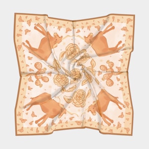 The Carolee Scarf - 26&quot; Burnt Orange Longhorn Silk Scarf – Lightweight Texas Game Day Accessory