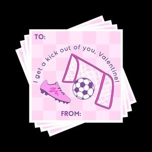 Pink Soccer Printable Valentine Cards – Sports Valentine’s Day Cards – Goal Scoring Valentines for Kids – Instant Download