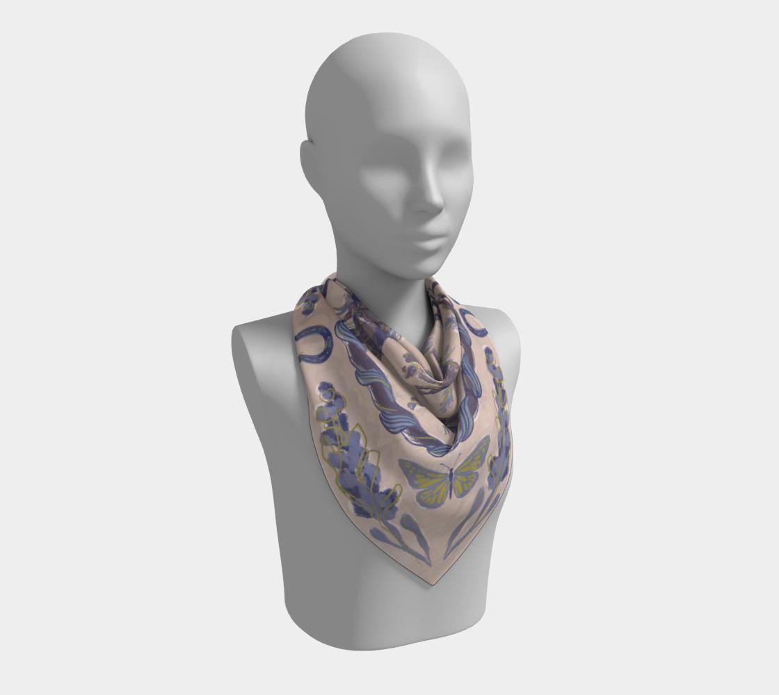 (Discontinued) Horses Silky Scarf Blue