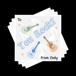Personalisierte Gitarre Valentine Blue - Benutzerdefinierte Musik-Themen Kinder Valentine - You Rock Printable PDF