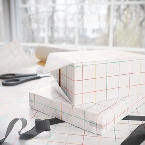 Christmas Rainbow Grid Wrapping Papers, Colorful Gift Wrap, Holiday Present Packaging, Festive Xmas Decor, Modern Design, Wrapping Supplies image 4