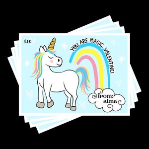 PERSONALISIERTE Einhorn Valentinstag Karten - Individuell gestaltete Kinder Valentinstag zum ausdrucken - DIY Klassenzimmer Valentinstag Karten - PDF