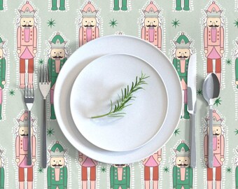 Sage green Nutcracker Tablecloth | Luxurious Cotton Sateen | 8 Sizes Available | Perfect for Everyday & Special Occasions | Colorful Holiday