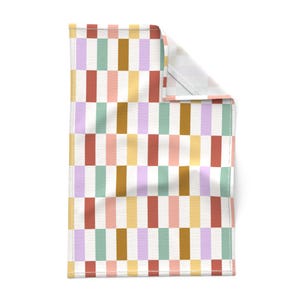 Colorful Christmas Check Dish Towel  - Cotton Canvas Tea Towel Holiday Kitchen Decor | Holiday Hostess Gift