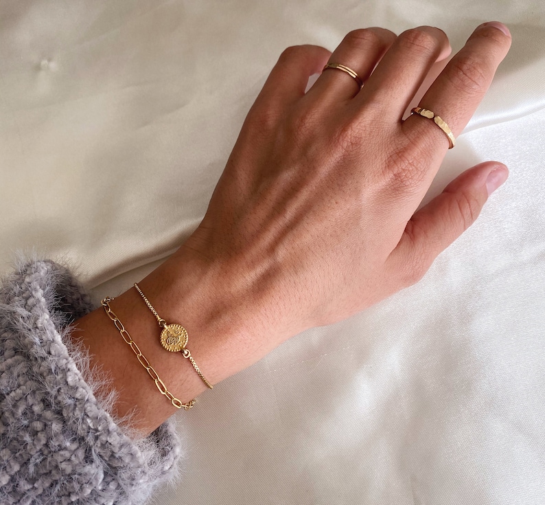 Gold Paperclip Non Tarnish Bracelet 14k Gold Fill Dainty Gold Christmas Gift for Her Rainbow Pendant Jewelry