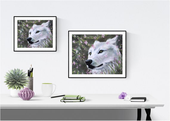WHITE WOLVES IN WOODS CANVAS WALL ART PRINT PICTURE POSTER READY TO HANG 