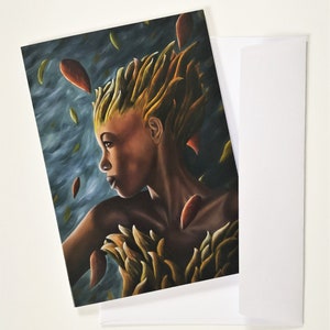 Grußkarten 4er Set | Fantasy Kunst Notizkarten für Wünsche | A6 Größe Karten Blanko Innen Umschläge enthalten | Grußkarten Pack Schwarze Frau