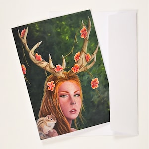 Grußkarten 4er Set | Fantasy Kunst Notizkarten für Wünsche | A6 Größe Karten Blanko Innen Umschläge enthalten | Grußkarten Waldwesen