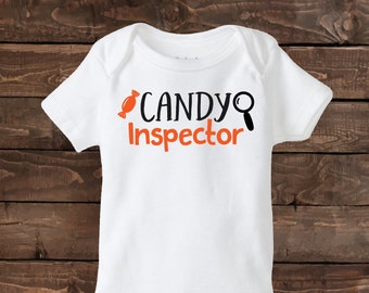 Halloween Shirts - Candy Inspector -  Boys Halloween Shirt -Girl Halloween Shirt