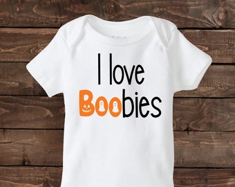 Halloween Shirts - I love Boobies -  Boys Halloween Shirt -Girl Halloween Shirt