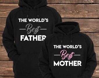 The World's Best Father and The World's Best Mother - Matching Couple Hoodies - Couple Hoodies - Set of 2 Couple Hoodies