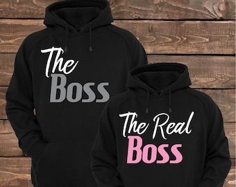 The Boss and The Real Boss - Matching Couple Hoodies - Couple Hoodies - Ensemble de 2 Sweats à capuche couple