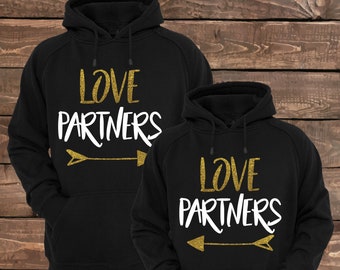 LOVE PARTNERS - Matching Couple Hoodies - Couple Hoodies - Set of 2 Couple Hoodies