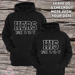 Hers and His custom date Couple Hoodies Matching Couple Hoodies Couple Hoodies Set of 2 Couple Hoodies image 1