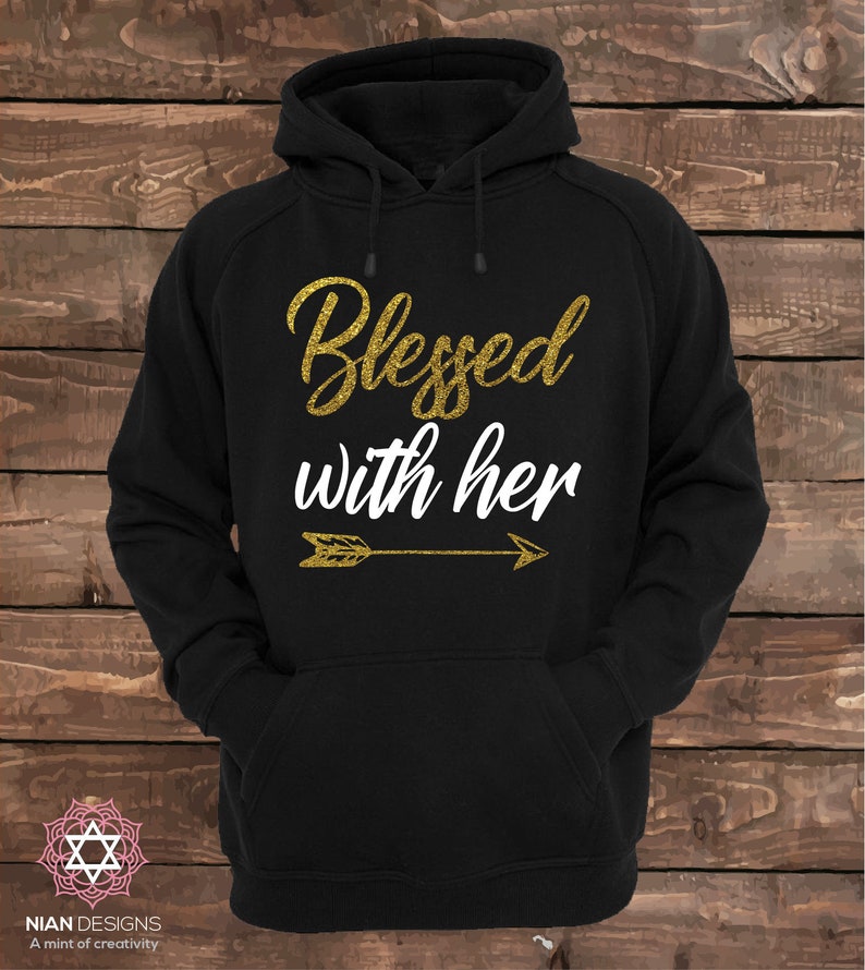 Blessed With Her and Blessed With Him Matching Couple Hoodies Couple Hoodies Set of 2 Couple Hoodies image 2