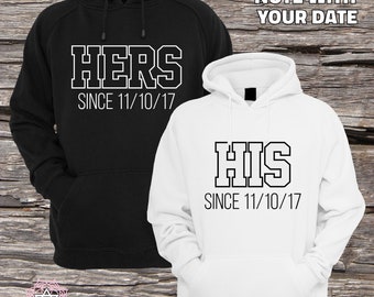 Hers and His custom date Couple Hoodies 