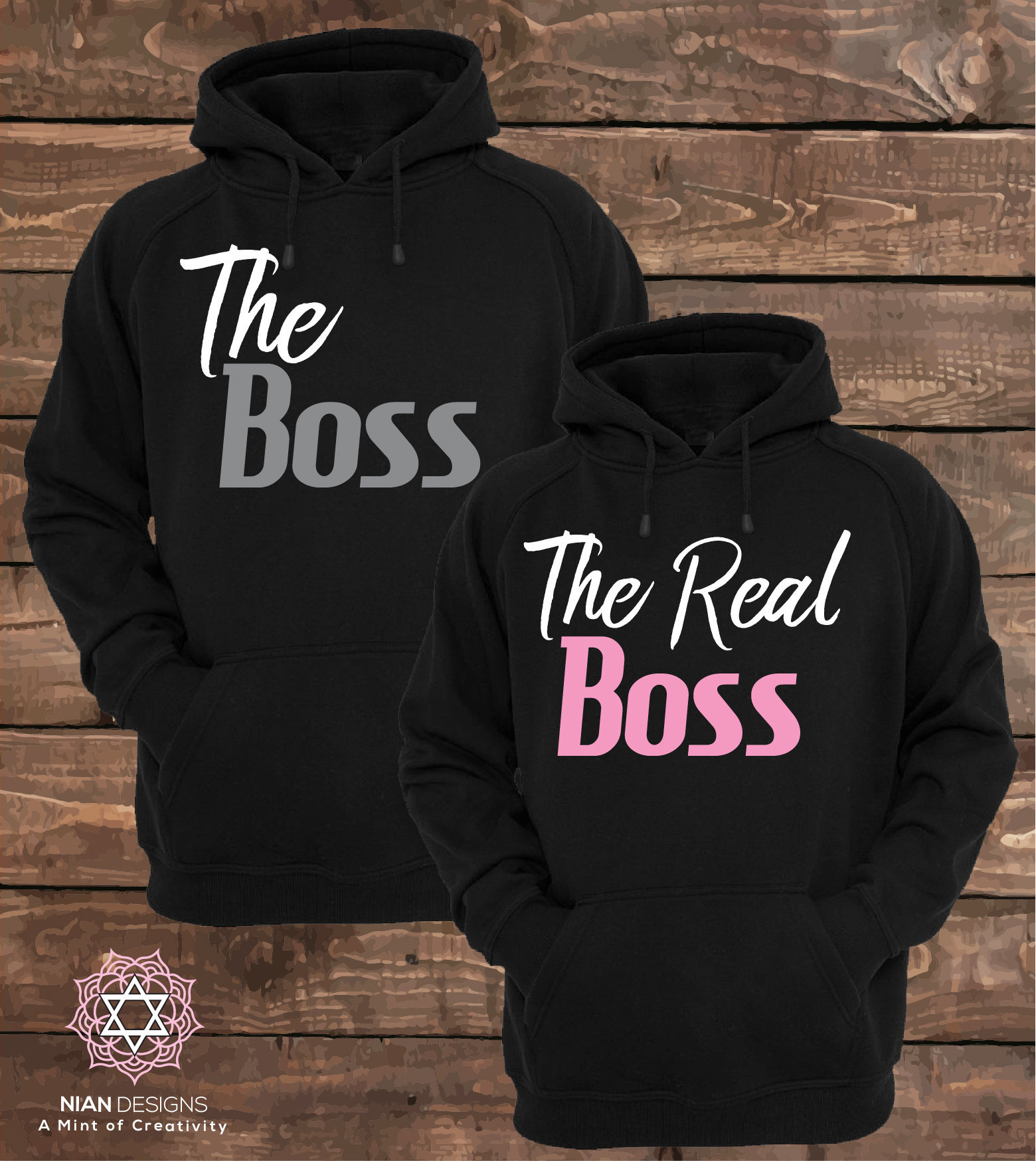 The Boss & The Real Boss Matching Hoodies for Couples His and Hers Hoodie  Set Men Black Large/Women Black Small at  Women's Clothing store