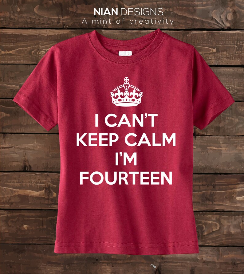 Fourteen Birthday Shirt I Can't Keep Calm I'm Fourteen Birthday Shirt 14th Birthday shirt Fourteen Year old shirt. image 4